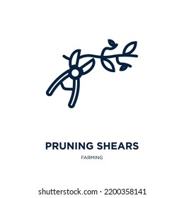 pruning shears icon from farming collection. Thin linear pruning shears, gardening, garden outline icon isolated on white background. Line vector pruning shears sign, symbol for web and mobile