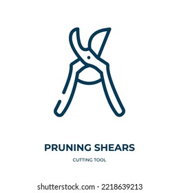 Pruning shears icon. Linear vector illustration from cutting tool collection. Outline pruning shears icon vector. Thin line symbol for use on web and mobile apps, logo, print media.