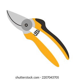 Pruning shears icon, vector illustration of gardening pruners, secateurs doodle, scissors for cutting brunches, isolated colored clipart on white background