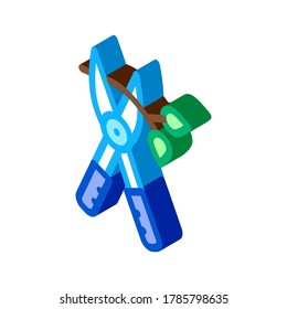 pruning shears icon vector. isometric pruning shears sign. color isolated symbol illustration