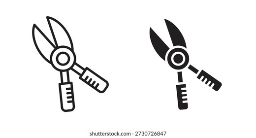 Pruning shears icons for design. Easily editable stroke. Modern flat design.