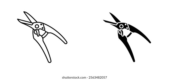 Pruning shears icons in outline and fill. vector illustration for ui.