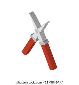 Pruning shears isometric left top view 3D icon