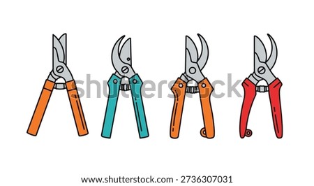 Pruning Shears Line color filled design