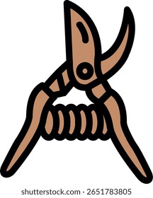 Design de ícone preenchido de linha de tesouras de poda