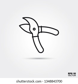 Pruning shears line icon. EPS 10 vector symbol.