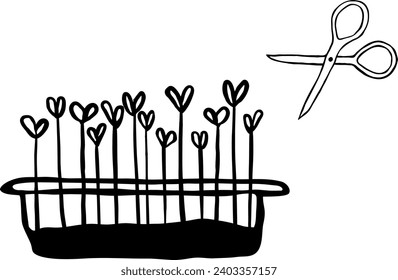 Pruning Shears vector hand drawn doodle icon style illustration. Outline logo