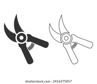 Pruning Shears vector solid line icon set style illustration 