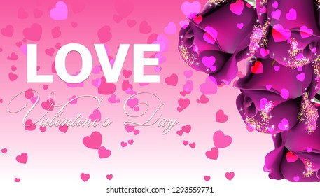 Pruple roses card Vector. Shiny glamour invitation. Wedding celebration. Floral decor backgrounds