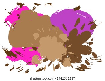 Prurple and brown graffiti speech bubble. Abstract modern Messaging sign street art decoration, Discussion icon performed in urban painting style.