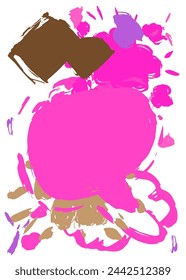 Violette und braune Graffiti-Sprechblase. Abstrakte moderne Messaging-Zeichen Street-Art-Dekoration, Diskussions-Ikone im städtischen Malstil aufgeführt.