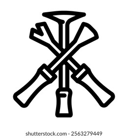 pry bar car repair tool line icon vector. pry bar car repair tool sign. isolated contour symbol black illustration