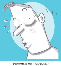 prying eyes, inquisitive man sticking his head out to the side. cartoon style drawing. figure and background colors are in seperate layers.