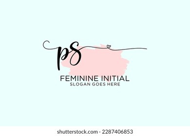 Monograma de belleza PS y elegante logo de diseño de la escritura a mano de marca inicial, boda, moda, floral y botánica con plantilla creativa.