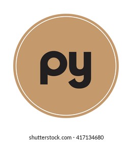 ps brown letters ,abstract background logo, design identity in circle, alphabet letter