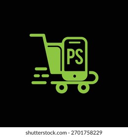 PS Fast Ecommerce Diseño de Logo Plantilla de Ilustración vectorial, PS Diseño de Logo