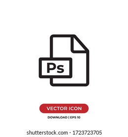 Ps file icon vector. Ps document sign