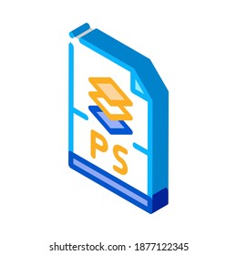 vector de icono de dibujo en capas de archivos ps. signo de dibujo en capas de archivo ps isométrico. ilustración de símbolo aislado de color