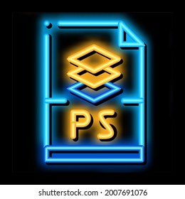 ps file layered drawing neon light sign vector. Glowing bright icon ps file layered drawing sign. transparent symbol illustration