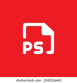 ps file type flat icon, graphic resource template, vector illustration.