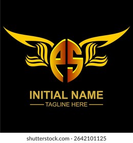PS Golden Wing Emblem Logo with elegant gold wings, sleek and modern design. Ideal for branding, creative projects, luxury businesses, or artistic ventures.