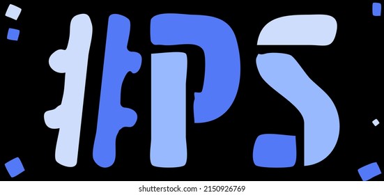 PS Hashtag. Isolate curves doodle letters. Blue colors. Popular Hashtag #PS for social network, web resources, mobile apps, games. Stock vector picture.