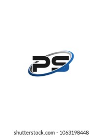 PS initial company blue black swoosh logo