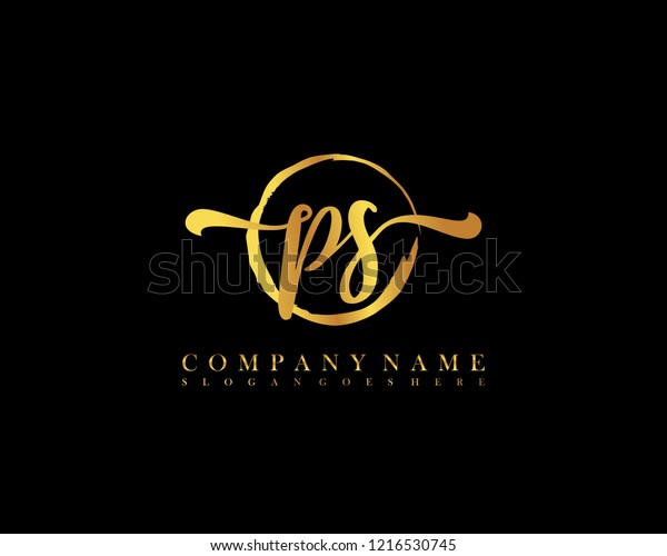 Ps Initial Handwriting Logo Circle Template Stock Vector (Royalty Free ...