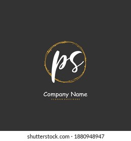 PS Initial handwriting and signature logo design with circle. Beautiful design handwritten logo for fashion, team, wedding, luxury logo.