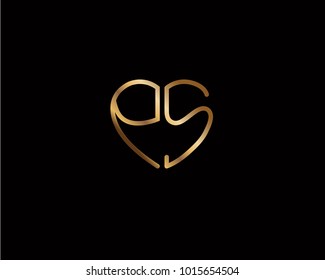 PS initial heart shape gold colored logo
