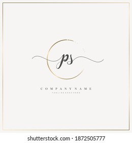 PS Initial Letter handwriting logo hand drawn template vector, logo for beauty, cosmetics, wedding, fashion and business