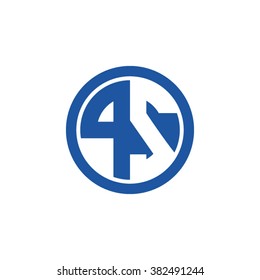 PS initial letters circle business logo blue