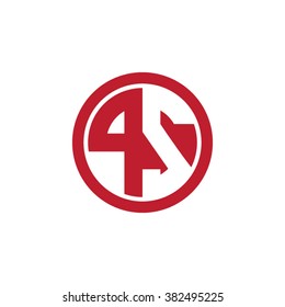 PS initial letters circle business logo red