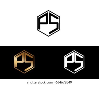 PS initial letters linked with hexagon shape logo

