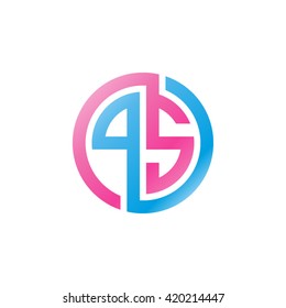 PS initial letters looping linked circle logo blue pink