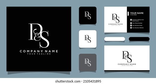 PS Initial logo. Ampersand monogram logo with business card design template