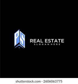 PS initial monogram building and roof logo for real estate