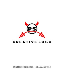 PS initial monogram for fitnes or gym logo with devil style design