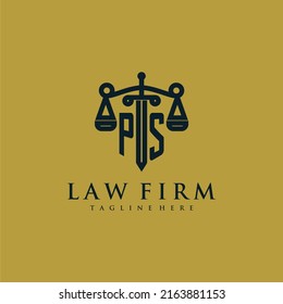 PS initial monogram for lawfirm logo with sword and scale