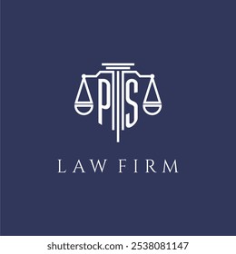 Monograma inicial de PS para el logotipo del bufete de abogados con Imagen de Vector de escalas