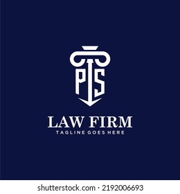 PS initial monogram logo lawfirm with pillar design