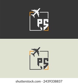 P.S initial monogram logo with square style design.