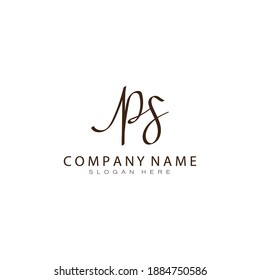 PS initials handwritten design template vector