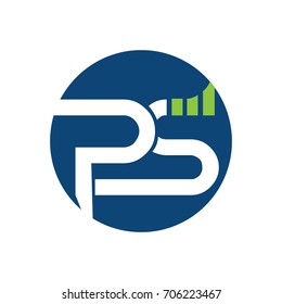 PS letter circle shape icon logo white blue and green,