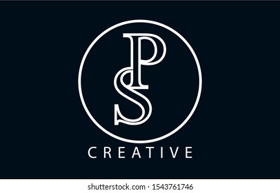 Diseño de letra PS concepto de logotipo con colores azul oscuro y blanco, ilustración vectorial de moda.