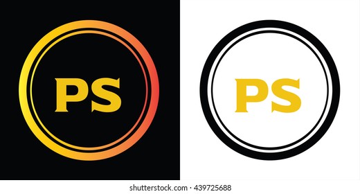 PS letters icon design template elements in abstract background logo, design identity in circle, alphabet letter