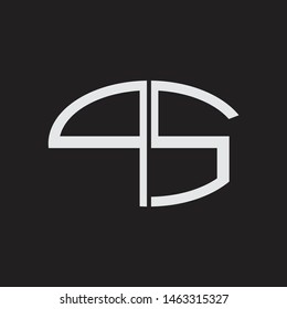 PS Logo letter oval monogram design template with black and white colors