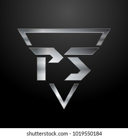 PS Logo, Metal Logo, Silver Logo, Monogram, Polygon