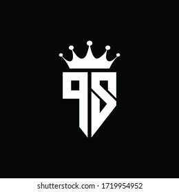 PS logo monogram emblem style with crown shape design template