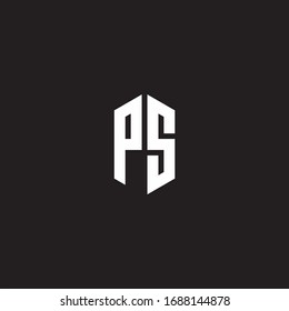 PS Logo monogram with hexagon shape style design template isolated on black background